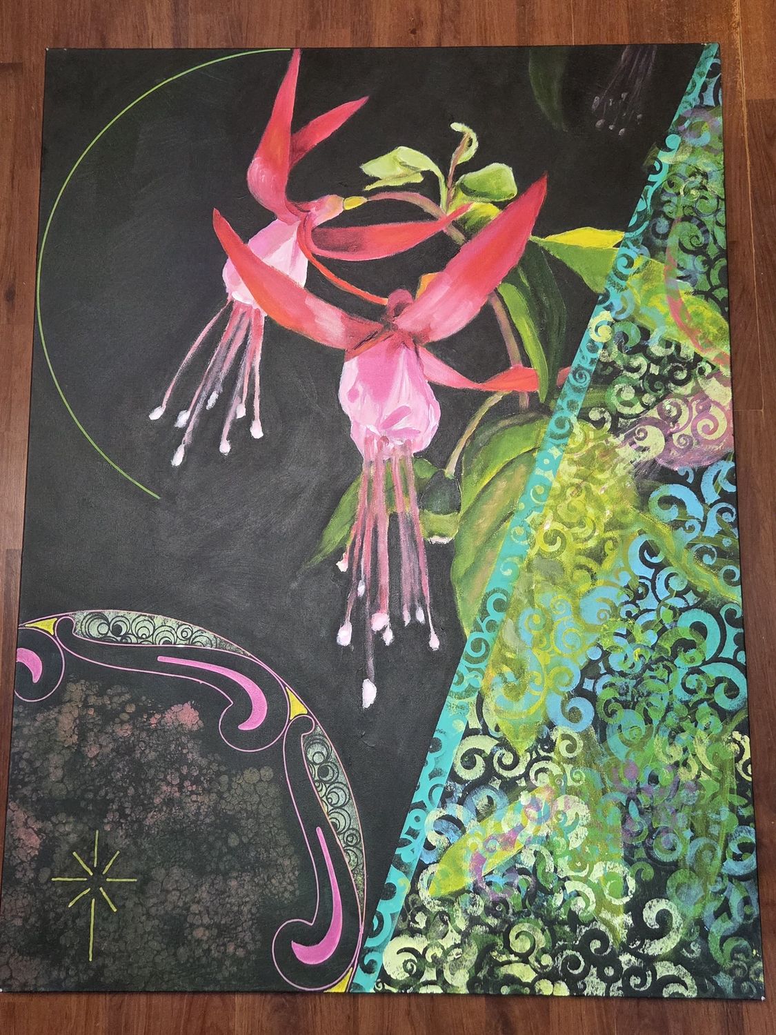 Traugott Acrylic on Canvas &quot;Fushia&quot;