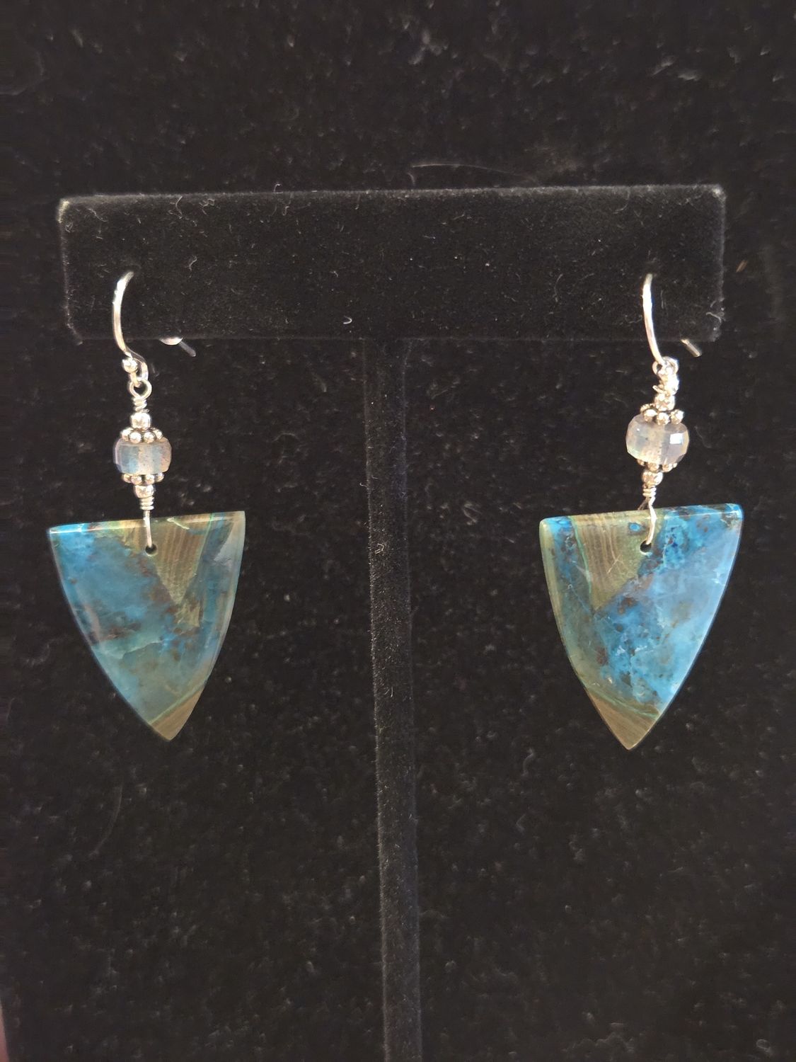 Estancia Earrings Chrysocolla Triangle w/Labradorite