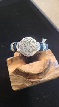 Whitney Bracelet Teal Leather with Large Round Star Bead