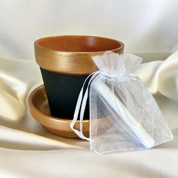 Wilson Planter Chalk Paint Copper Rim - Sage