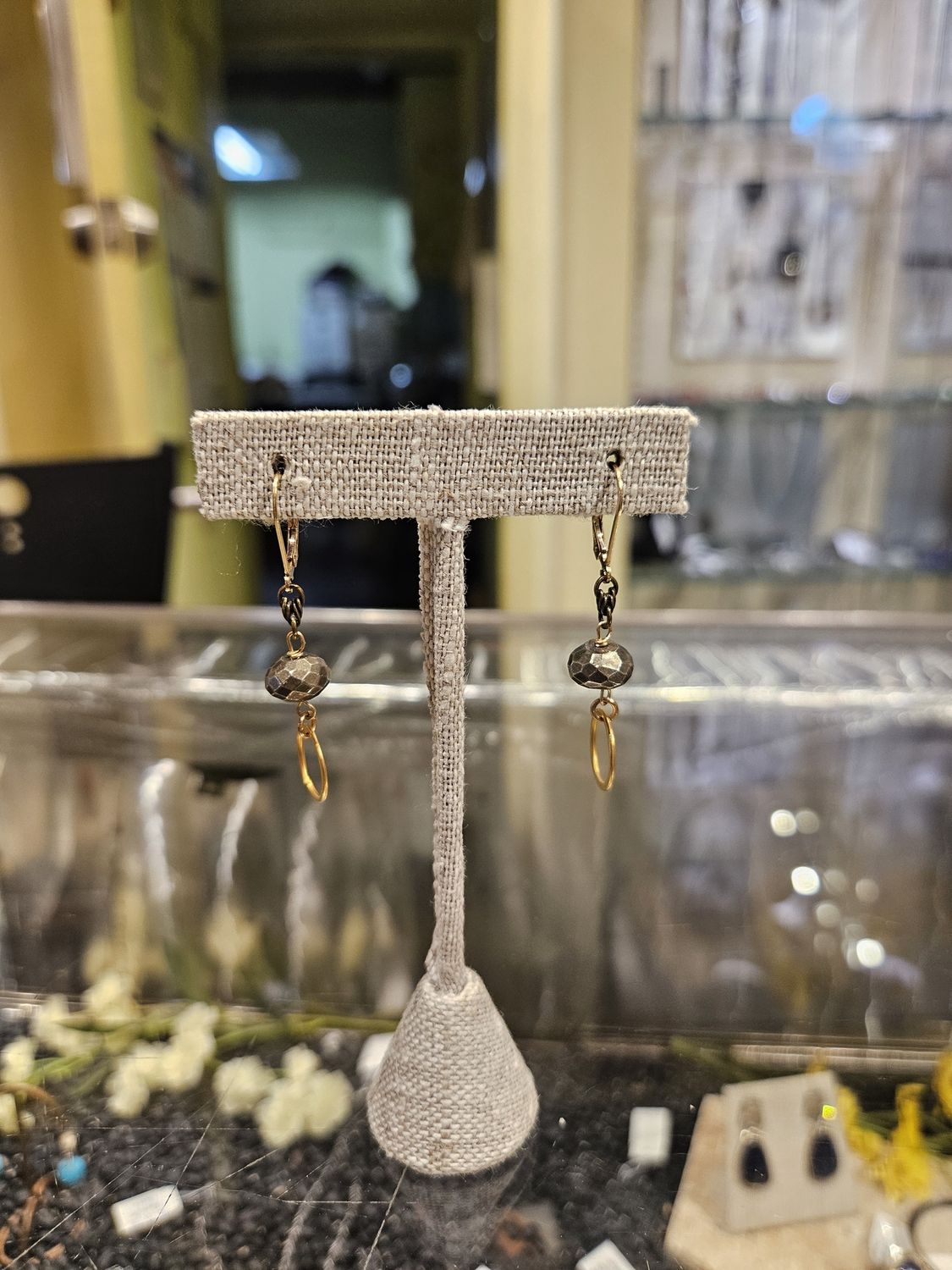 Robb Pyrite Earrings w/ Gold Hoops