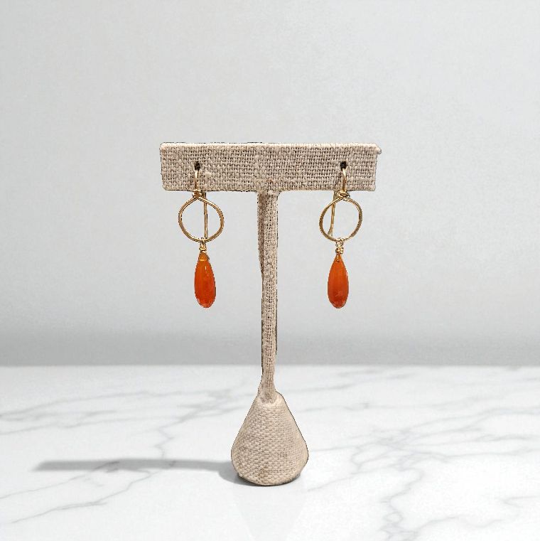 Robb Carnelian Earrings w/ Gold Hoops