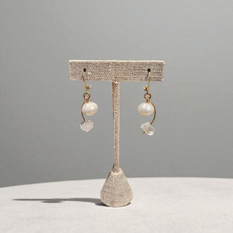 Robb Earrings w/ Herkimer and Pearl