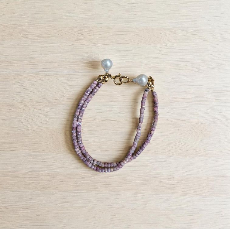 Robb Bracelet w/ Rhodonite and Pearls