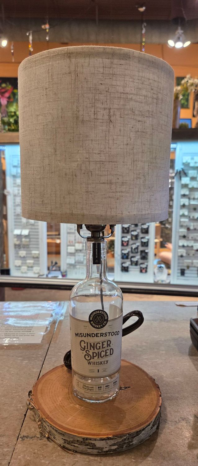 Muntz Whiskey Bottle Lamp on Wood Base