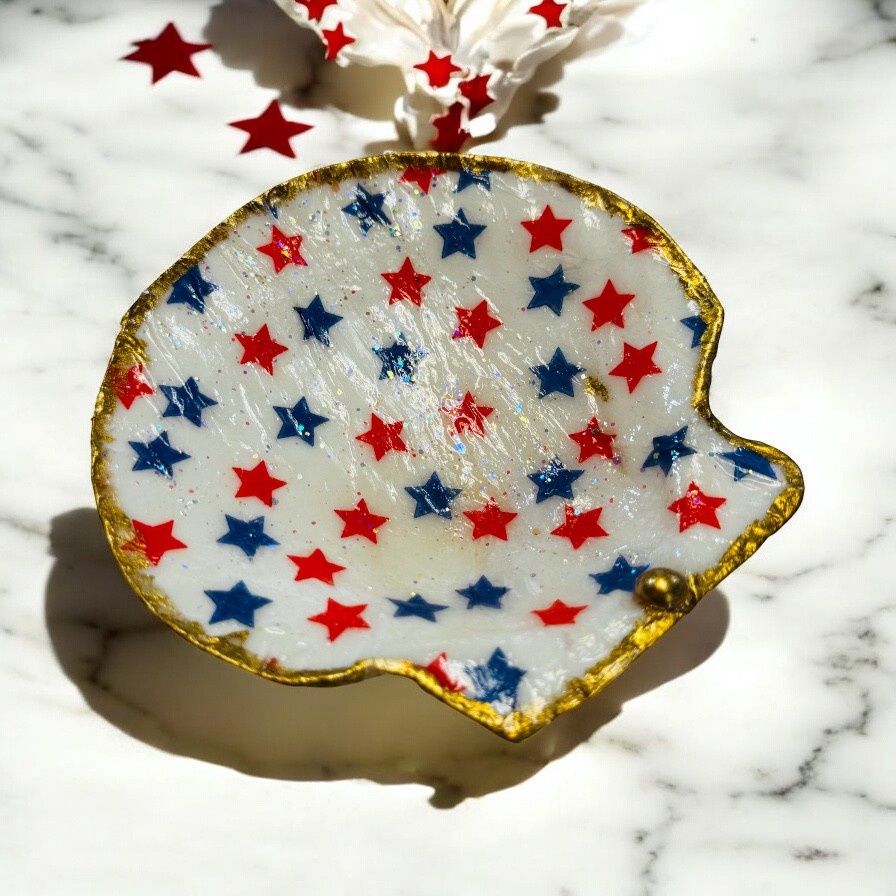 Wilson Large Clam Shell Trinket Dish White with Stars