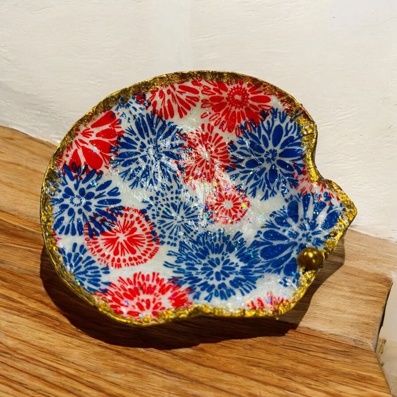 Wilson Large Clam Shell Trinket Dish Colorful Fireworks