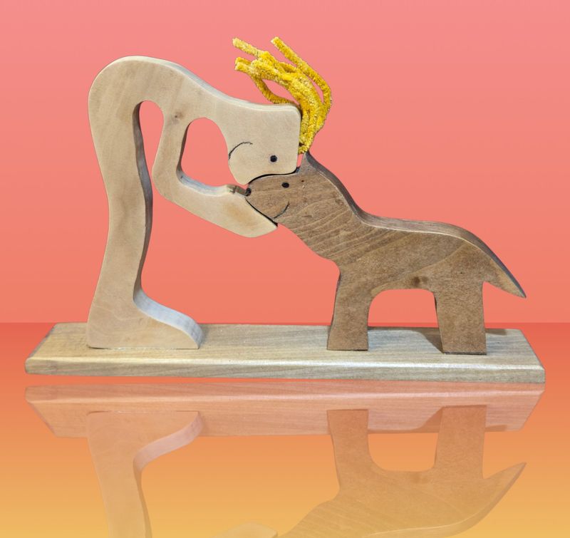 Farnsworth Blonde Woman Kissing Dog Statue