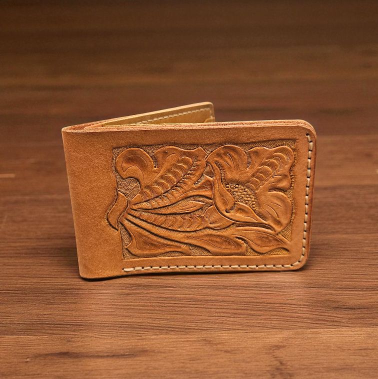 Penrod Leather Tooled Wallet Floral Design