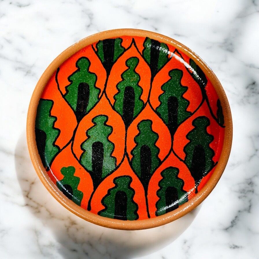 Okechukwu Large Plate Avacado Pattern Orange and Green