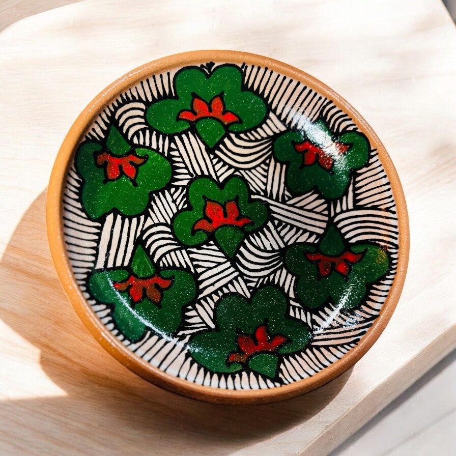Okechukwu  Large Shallow Bowl Ankra Fabric Pattern