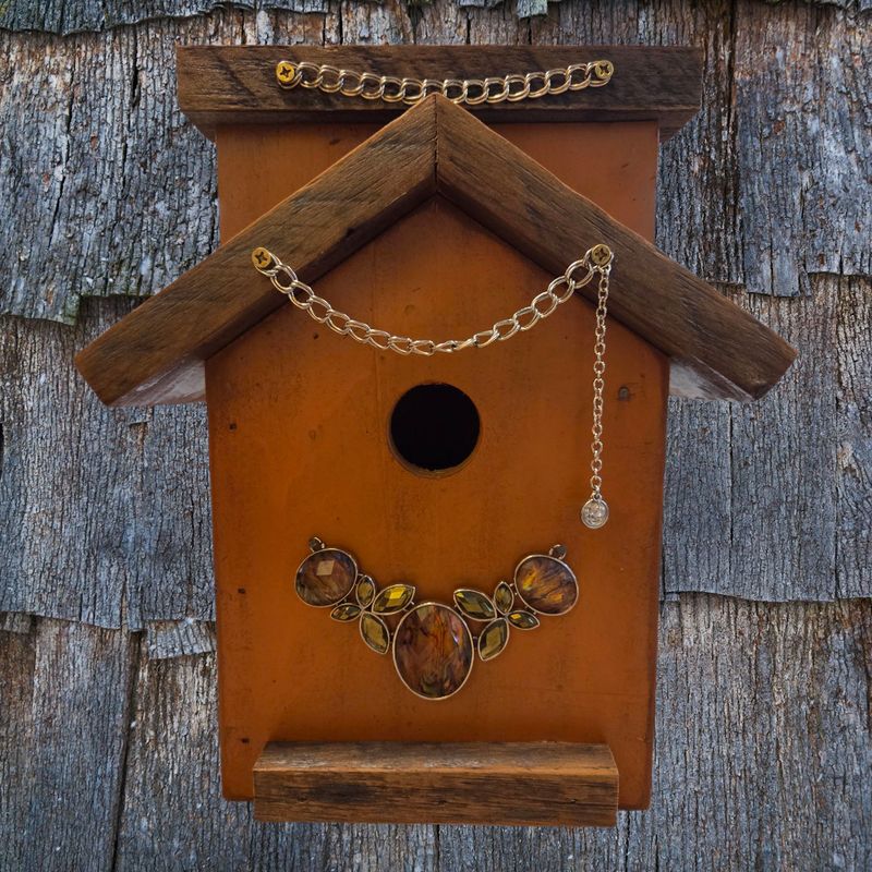 Rivers Birdhouse Orange Necklace Decoration