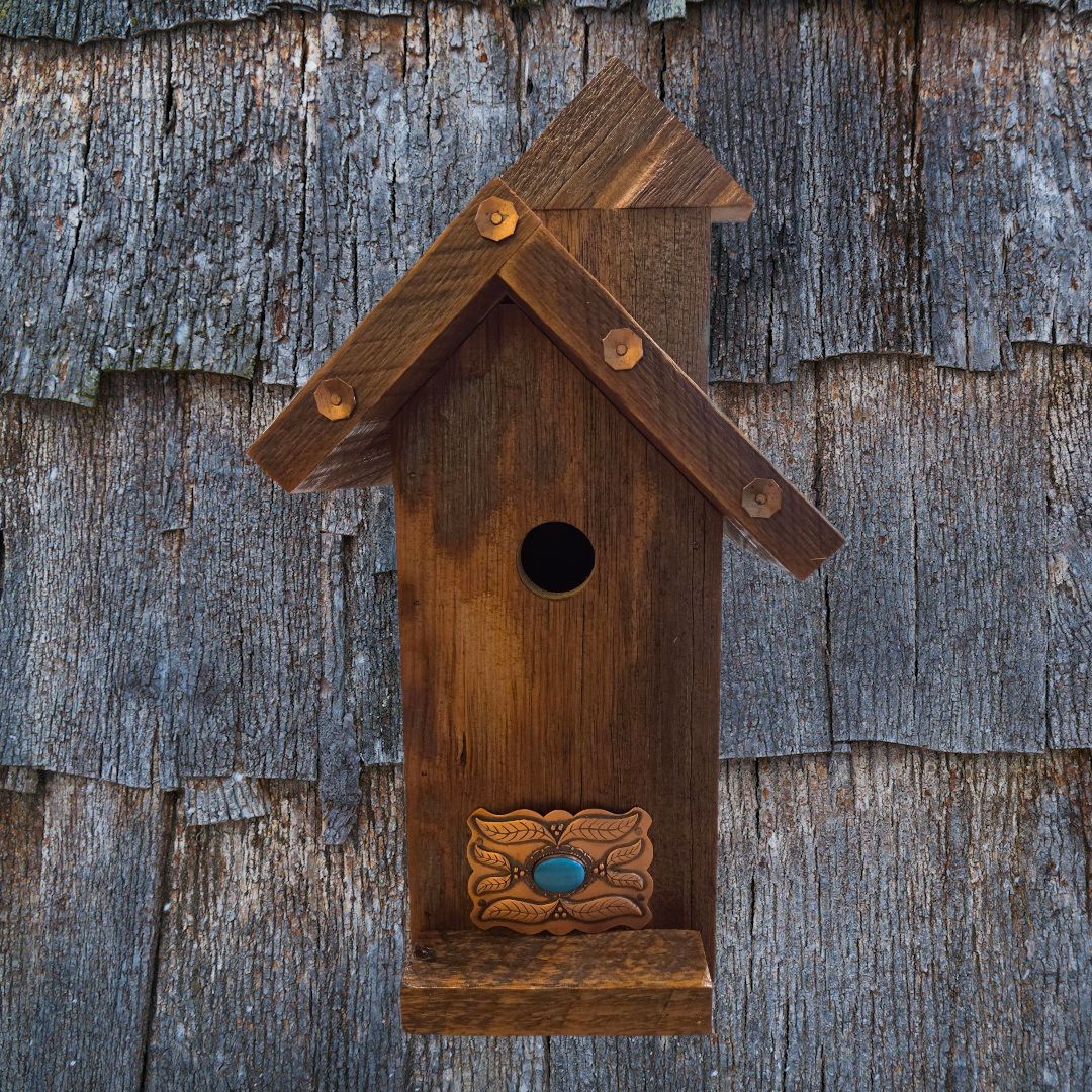 Rivers Birdhouse Rustic with Turquoise and Copper Belt Buckle