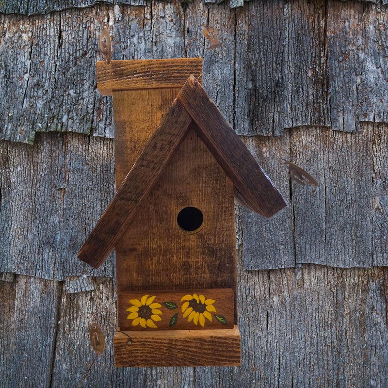 Rivers Birdhouse A Frame Build with Sunflower Trim Piece