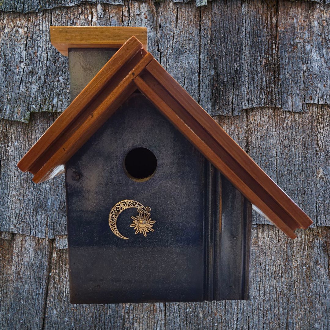 Rivers Birdhouse Light Blue with Sun and Moon Charm