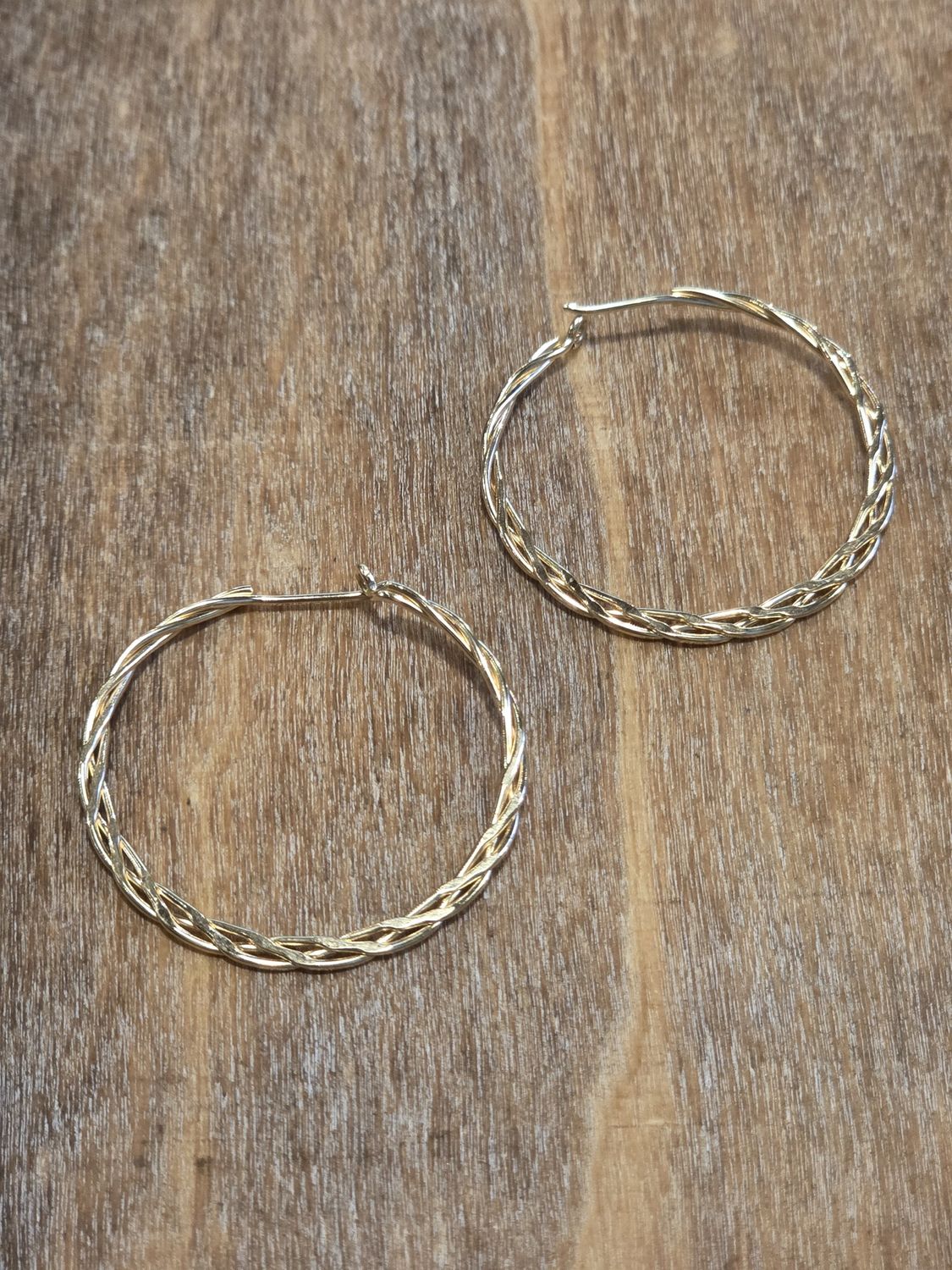 Steel Earrings Gold Filled Twist Hoops
