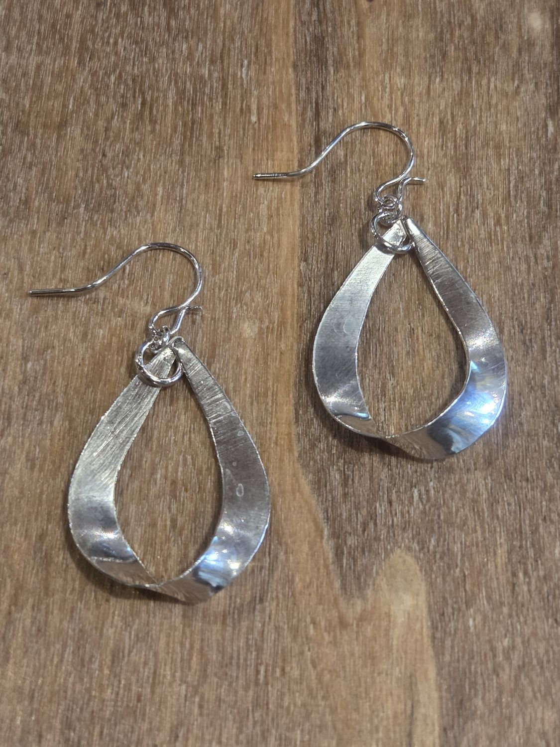 Steel Earrings Twist TeardropSterling Silver