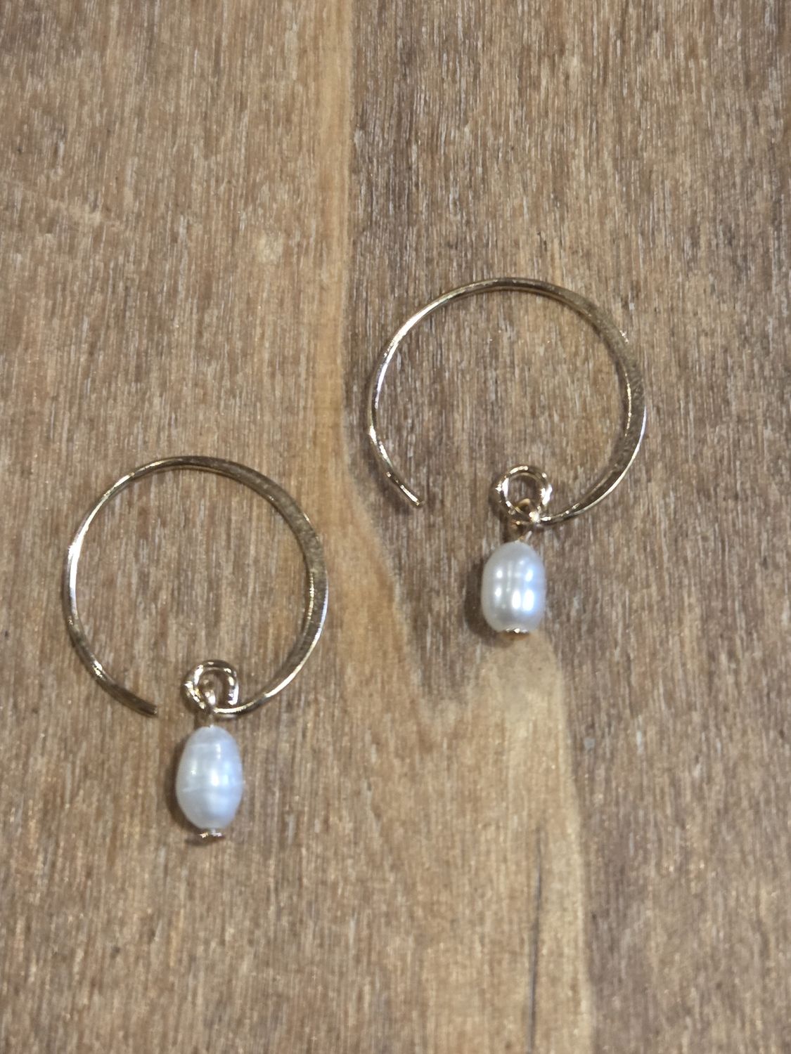 Steel Earrings Gold-Filled threader with Pearl Dangle
