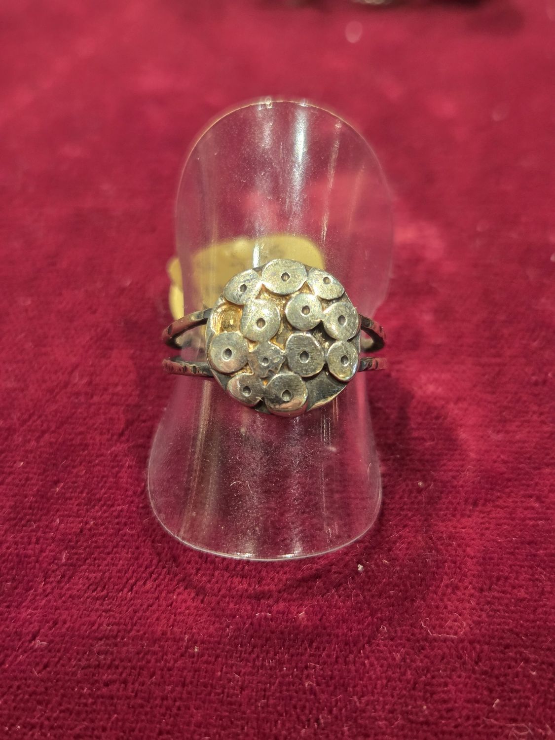 Gonzales Ring Sterling Silver Pebble Pattern Disc