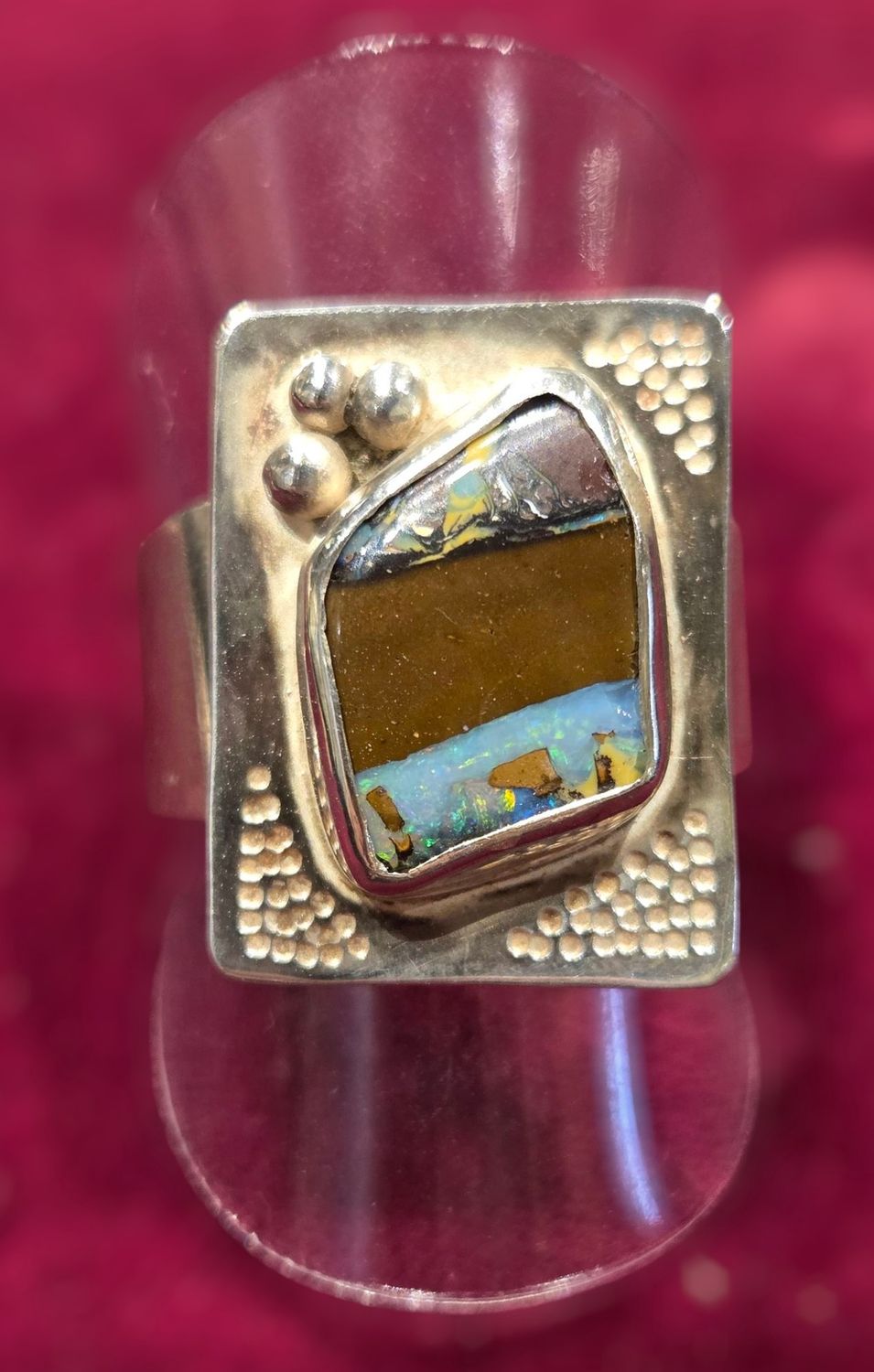 Gonzales Ring Sterling Silver with Boulder Opal