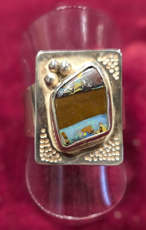 Gonzales Ring Sterling Silver with Boulder Opal