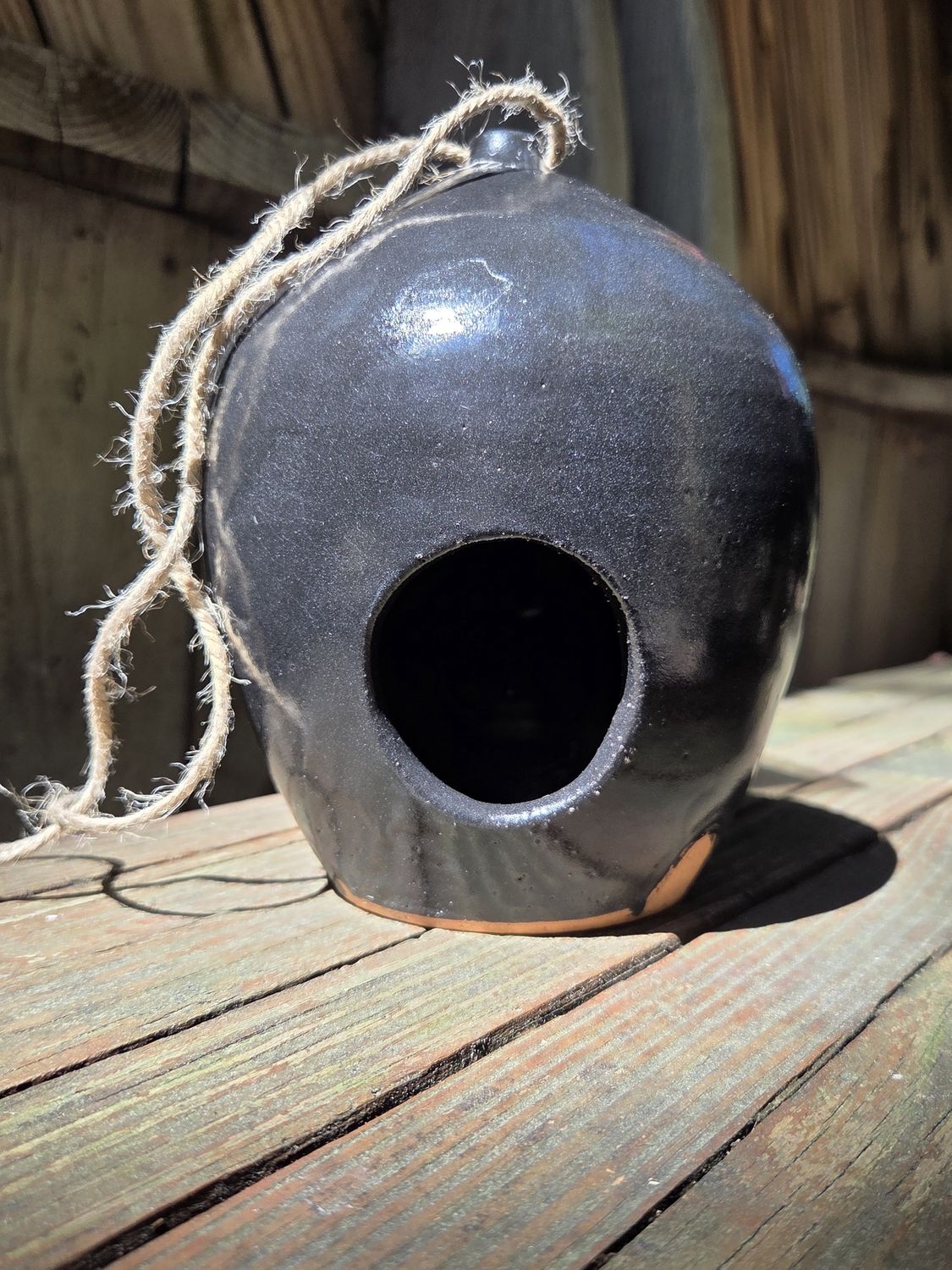Okechukwu Large Ceramic Bird House Black Design 5