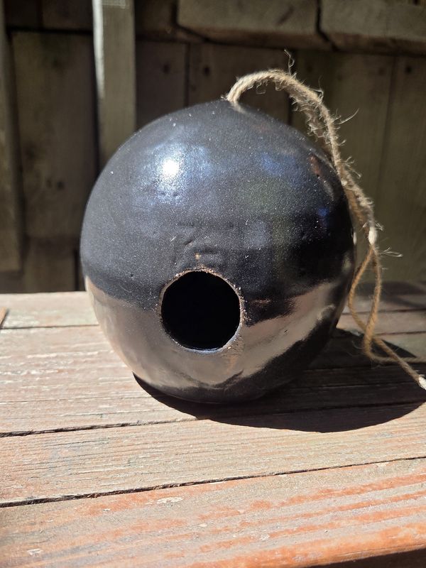 Okechukwu Large Ceramic Bird House Black Design 2