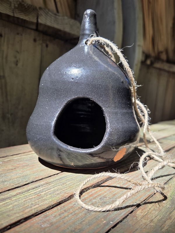 Okechukwu Large Ceramic Bird House Black Design 4