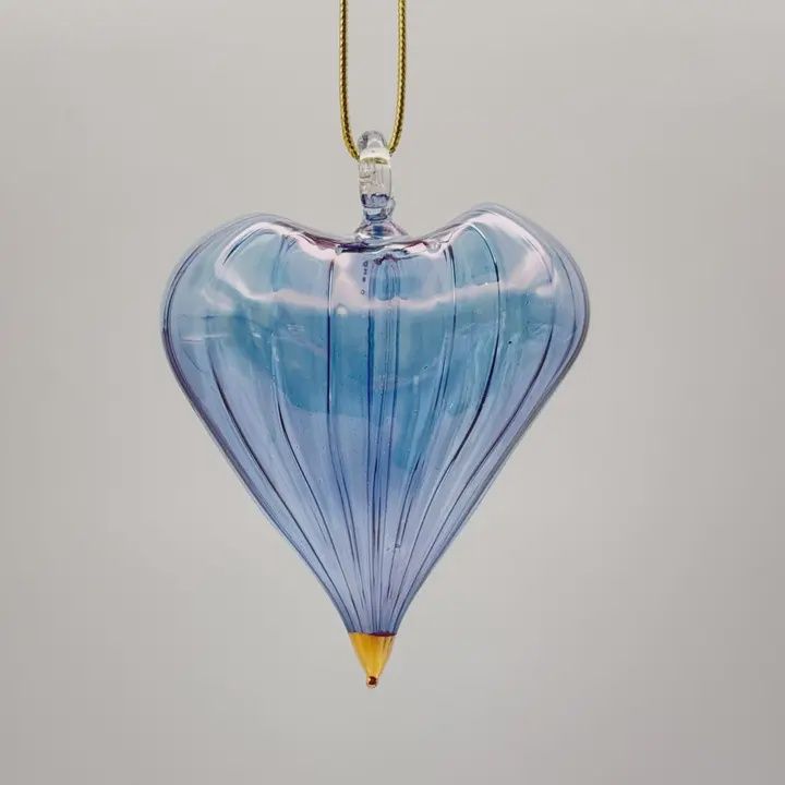 Dandarah Blown Glass Heart Ornament Light Blue