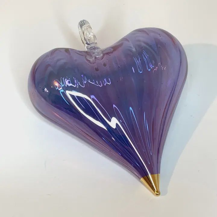 Dandarah Blown Glass Heart Ornament Blue