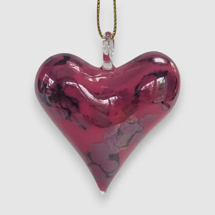Dandarah Blown Glass Heart Ornament Multi Fuchsia