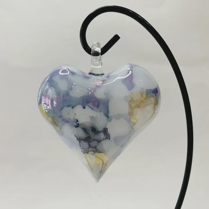 Dandarah Blown Glass Heart Ornament Multi  Pastel
