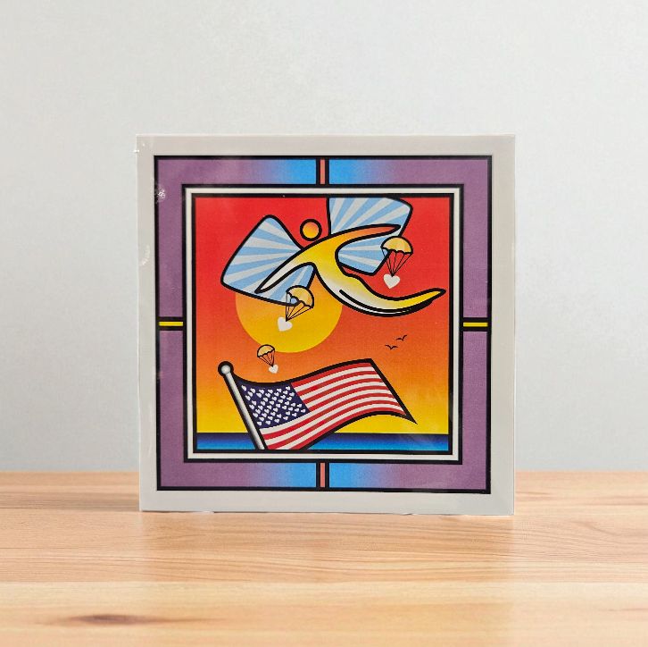 MeTimothy Card &quot;Angel, Hearts and Flag&quot;