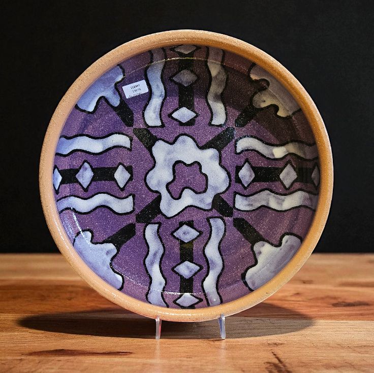 Okechukwu Large Deep Side Platter Purple White Geometric