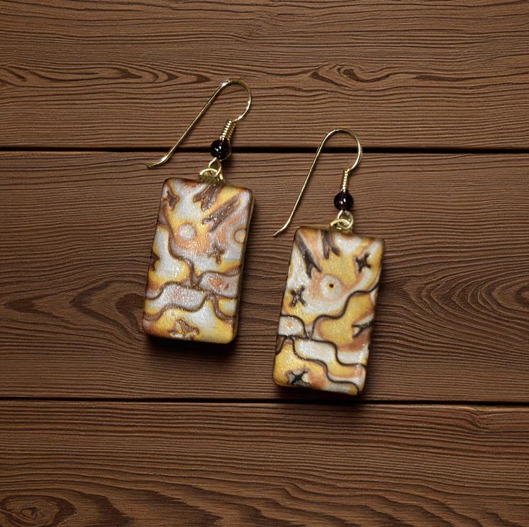 Most Earring Mokume Gain Gold/Copper Polymer Clay