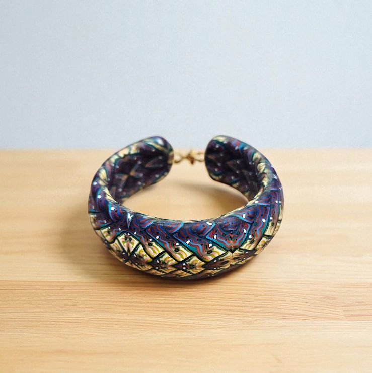 Most Cuff Bracelet Polymer Clay SouthWest Purple/Brown