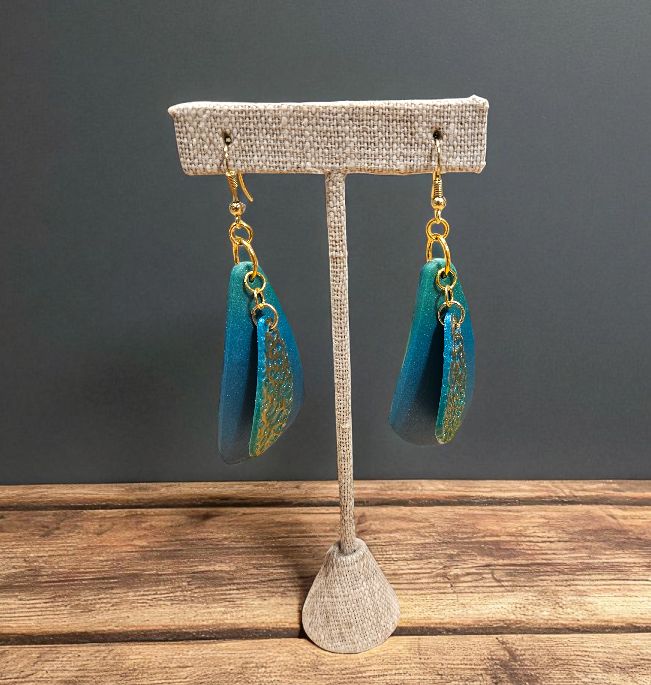Most Earring Dangles Polymer Clay Turquoise and Green