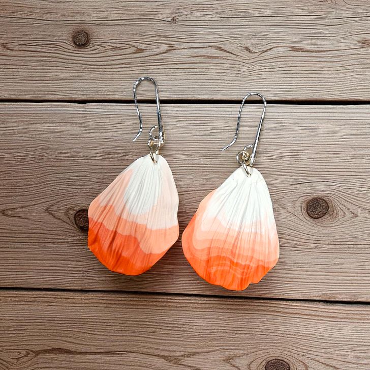 Most Earring Dangles Polymer Clay White to Pink Ombre &quot;Petals&quot;