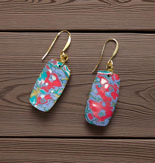 Most Earrings Dangles Polymer Clay Rectangles Pastel Mokume Gane
