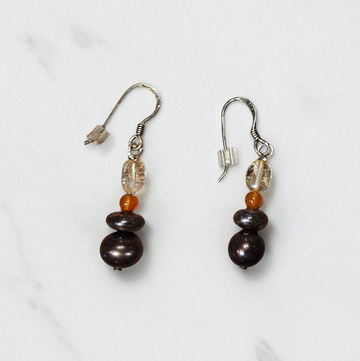 Rasmussen Earrings FW Pearls/Citrine/Carnelian