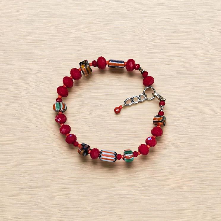 Rasmussen Bracelet Faceted Red Glass