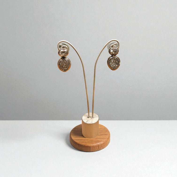Ras-Jolj Earrings White Topaz/Quartz Druzy
