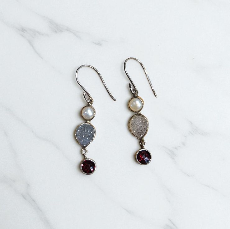 Ras-Jolj Earrings Grey Druzy