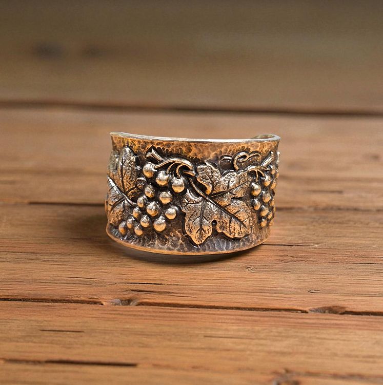 Ras-Jolj Sterling Cuff - Leaves and Grapes