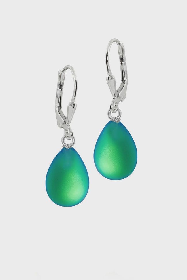 Leightworks Drop Oval Earrings Frosted Green