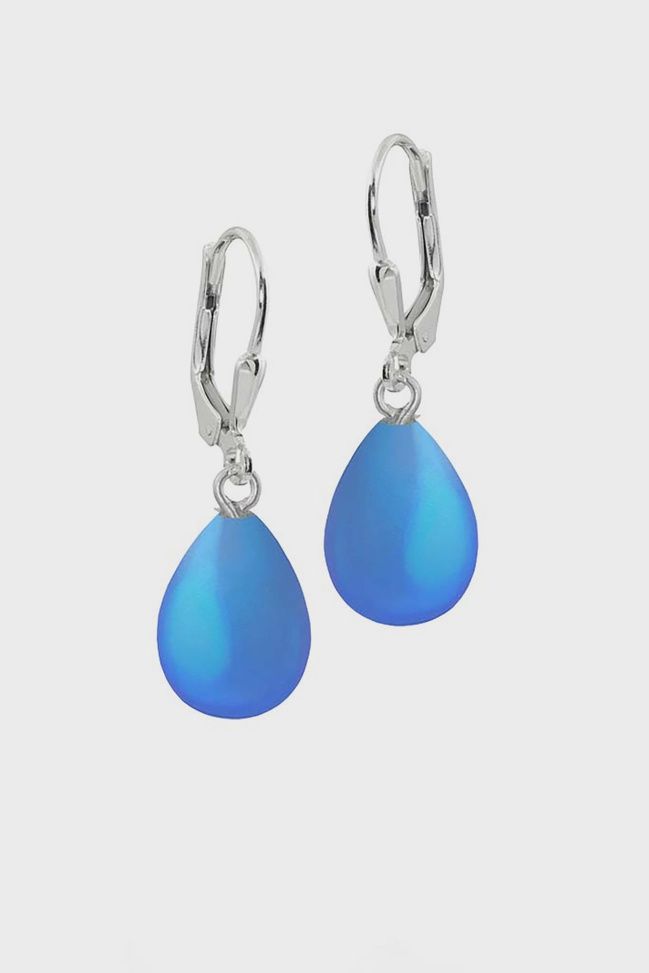 Leightworks Drop Oval Earrings Frosted Blue
