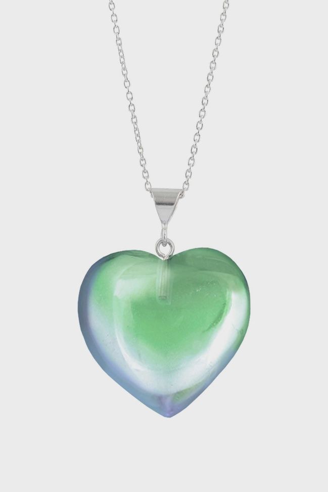 Leightworks Necklace Large Heart Green Polished