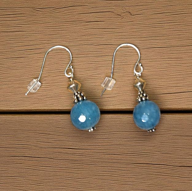 Rasmussen Earrings Faceted Angelite/SS Bicone
