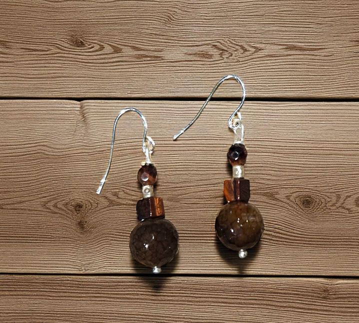 Rasmussen Earrings Fire Agate and Red Titer Iron