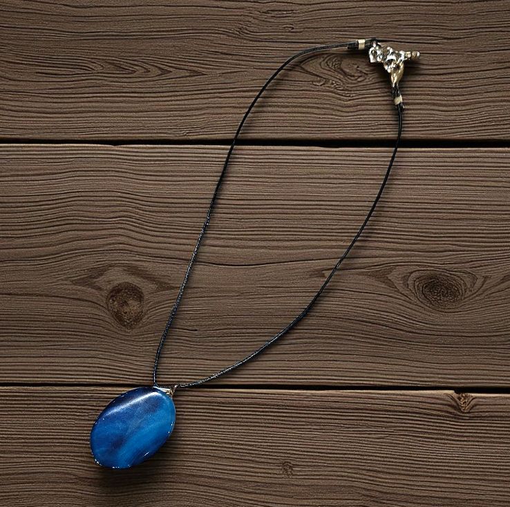 Rasmussen Necklace Oval Blue Agate Pendant